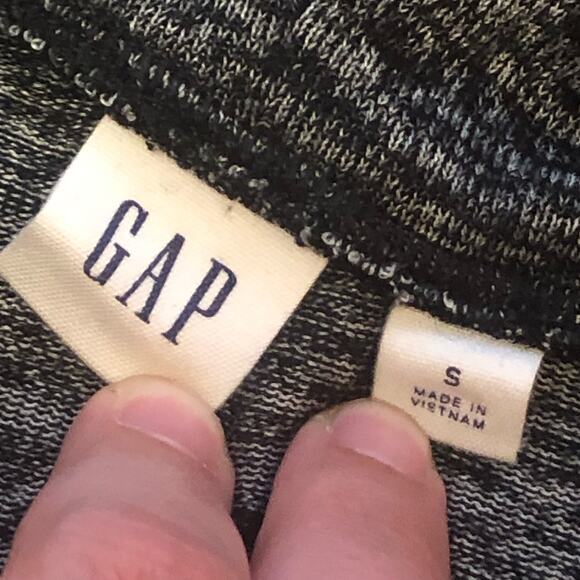 GAP Black Gray Melange Marled Striped Turtleneck Pullover Sweater Size Small - Picture 12 of 12